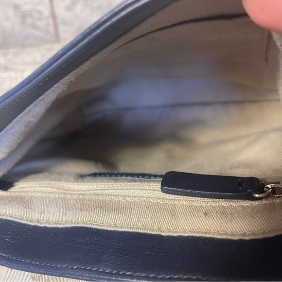 Banana Republic Navy Blue Cross Body Shoulder Bag Basket Weave Flap Closure - Picture 11 of 16